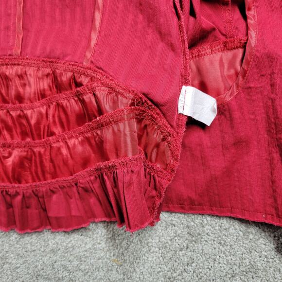 VTG 6 Degrees Y2K Cropped Jacket Juniors M Red Layered Ruffle Back Fitted Button - Picture 10 of 16